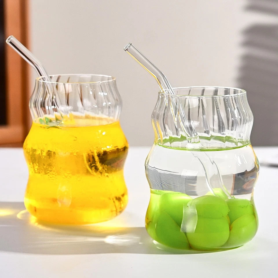 6 Pcs 19 Ounce Glass Straw Cup, Coffee Cup, Milk Cup, Juice Cup, Cold Drink Cup,